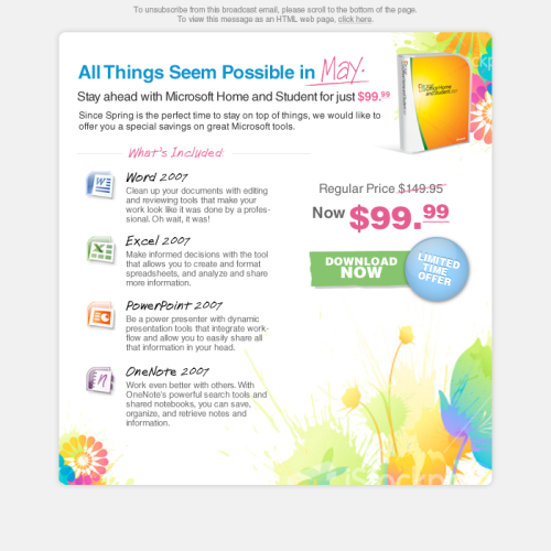 MS Office Home & Student Email Campaign